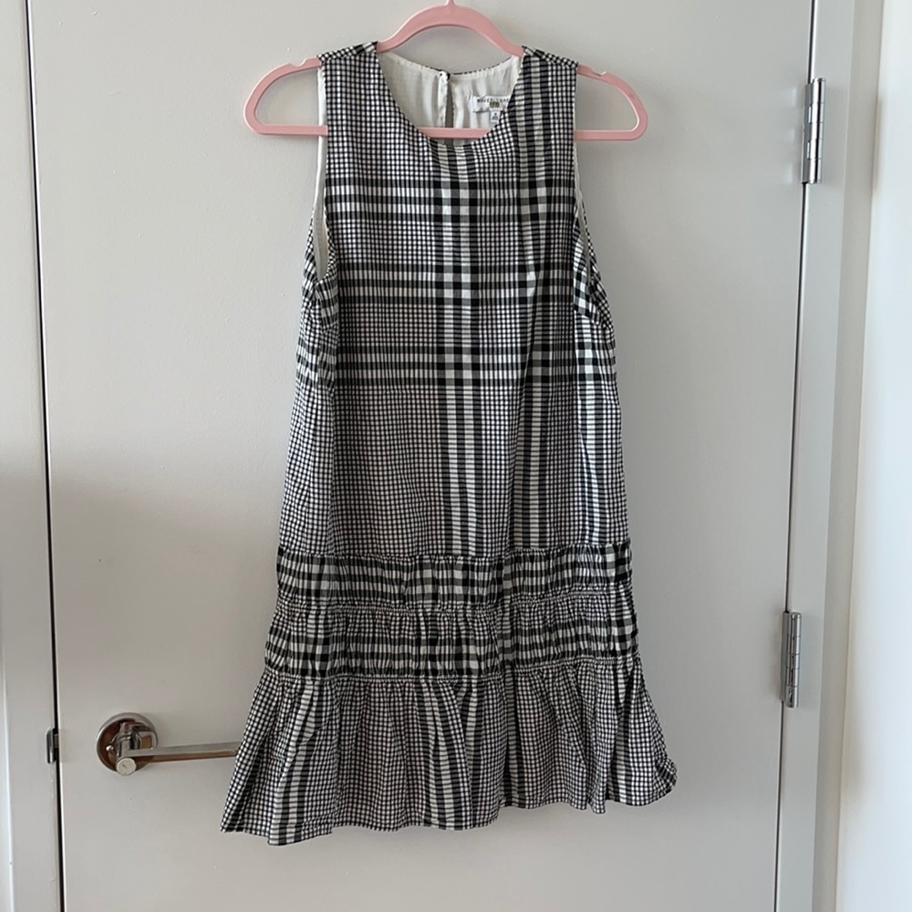 Waverly Grey Plad Ruffle Dress Size S